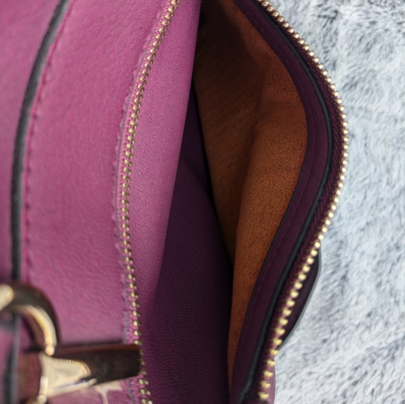 Dot Dash Vegan Leather Satchel Top Handle & Crossbody Strap Purple - Picture 4 of 16